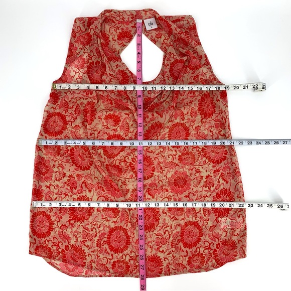 Cabi Vita Blouse #5037, Pink Paisley and Floral Sleeveless Cowl Neck Top, Medium - Picture 13 of 14
